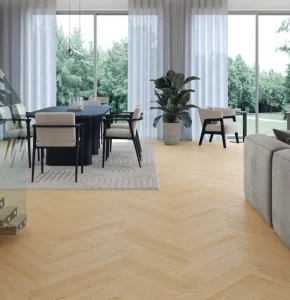 Vinilo grindys "CREAM OAK HERRINGBONE" (127,9×639,5×6)